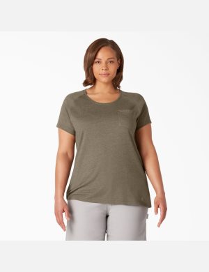Dickies Plus Cooling Korta Sleeve Gröna | 692480-ERF