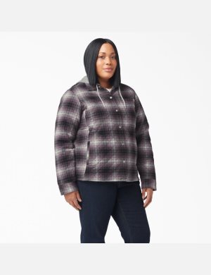 Dickies Plus Flannel Hooded Lila Svarta | 059723-OFN