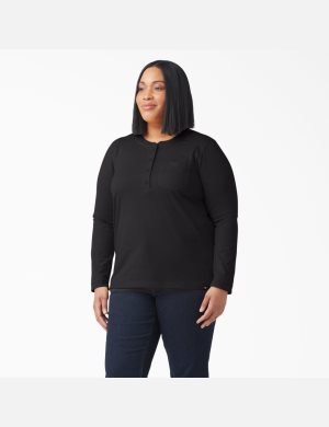Dickies Plus Heavyweight Henley Svarta | 530847-ZQK