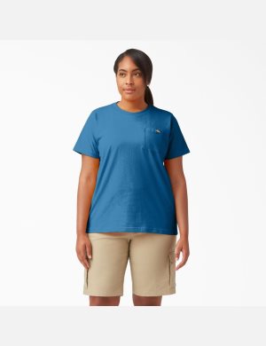 Dickies Plus Heavyweight Korta Sleeve Blå | 263910-YXJ