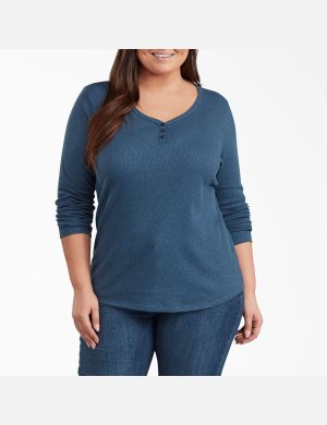 Dickies Plus Henley Shirt Mörkblå | 609718-PTH