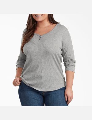 Dickies Plus Henley Shirt Mörkgrå | 023849-ZOF