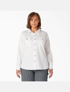 Dickies Plus Long Sleeve Roll-Tab Arbets Vita | 543967-DMS