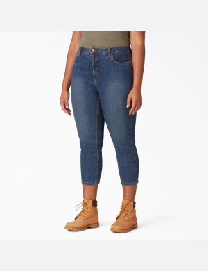 Dickies Plus Perfect Shape Denim Capri Indigo Blå | 546129-HJX