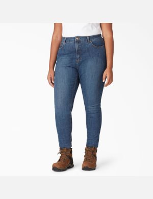 Dickies Plus Perfect Shape Denim Mager Leg Indigo Blå | 349028-QVK