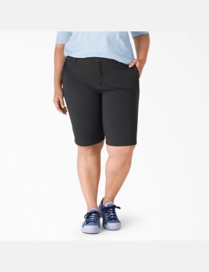 Dickies Plus Perfect Shape Twill Bermuda Svarta | 478369-ZKP