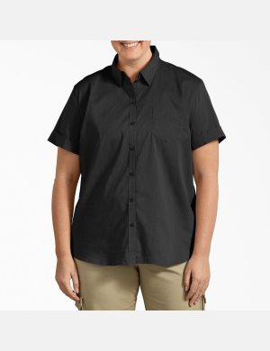 Dickies Plus Stretch Button-Up Svarta | 412850-LSM