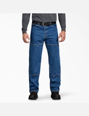 Dickies Relaxed Fit Double Knee Denim Indigo Blå | 369105-JBE