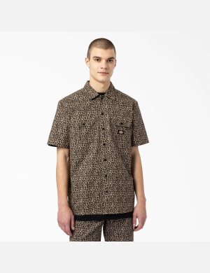 Dickies Silver Firs Korta Sleeve Leopard | 410925-RQY