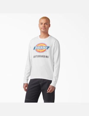 Dickies Skateboarding Logo Tryck T-Shirt Vita | 952081-QLB