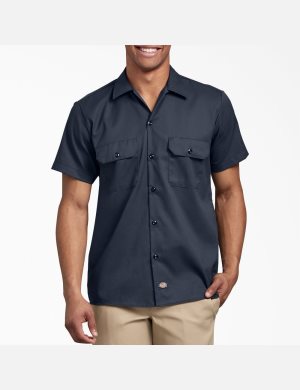 Dickies Slim Fit Korta Sleeve Marinblå | 724180-QEP