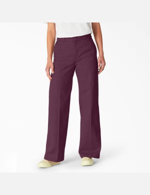 Dickies Stonewashed Breda Leg Lila Vinröda | 041593-KLQ
