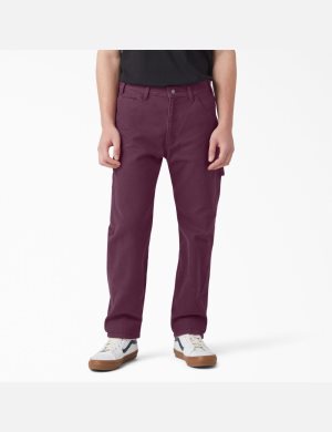 Dickies Stonewashed Duck Carpenter Lila Vinröda | 023694-ZHQ