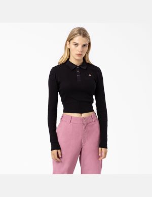 Dickies Tallasee Long Sleeve Polo Svarta | 437206-WMG