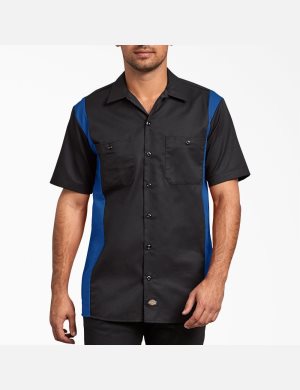 Dickies Two-Tone Korta Sleeve Svarta Blå | 254968-DCK