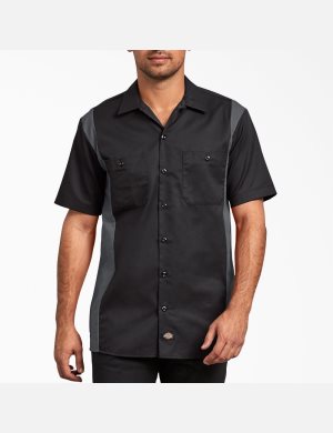 Dickies Two-Tone Korta Sleeve Svarta Mörkgrå | 091852-GRN