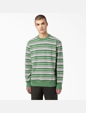 Dickies Westover Randig Crew Neck Mörkgröna | 934851-YFH